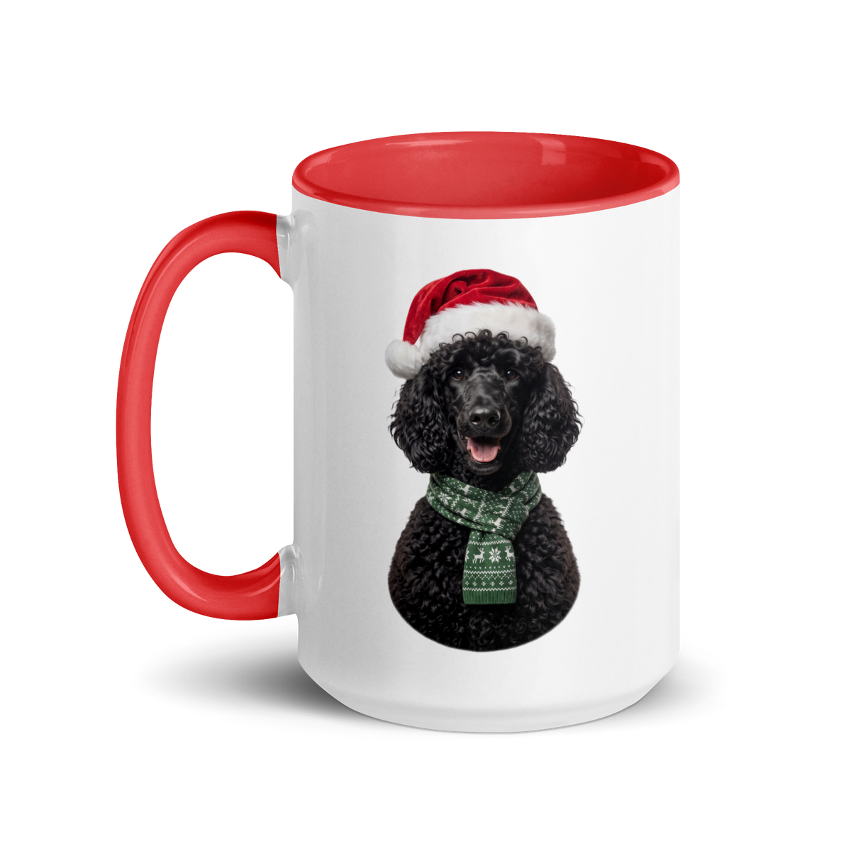 Black Poodle Ceramic Mug with Color Inside