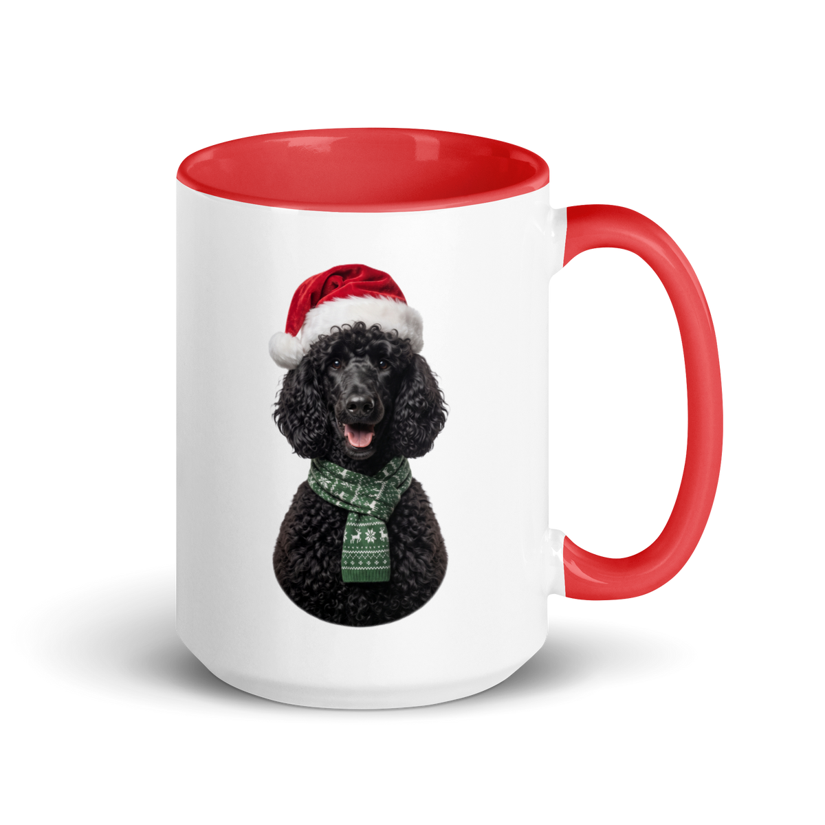 Black Poodle Ceramic Mug with Color Inside
