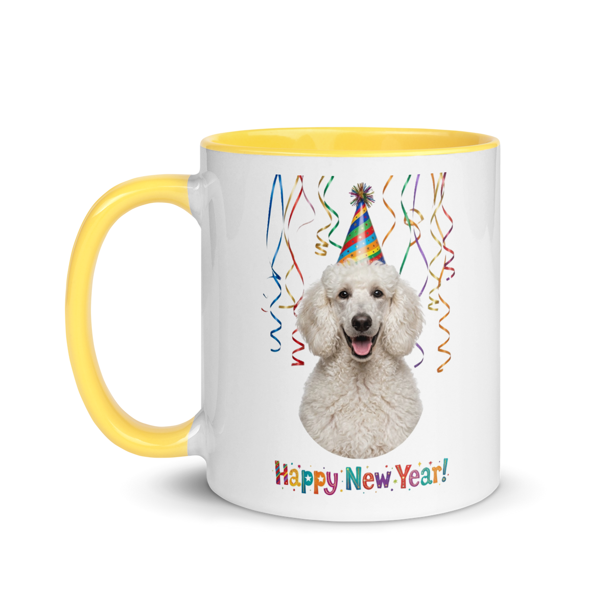 White Poodle Ceramc New Year Mug