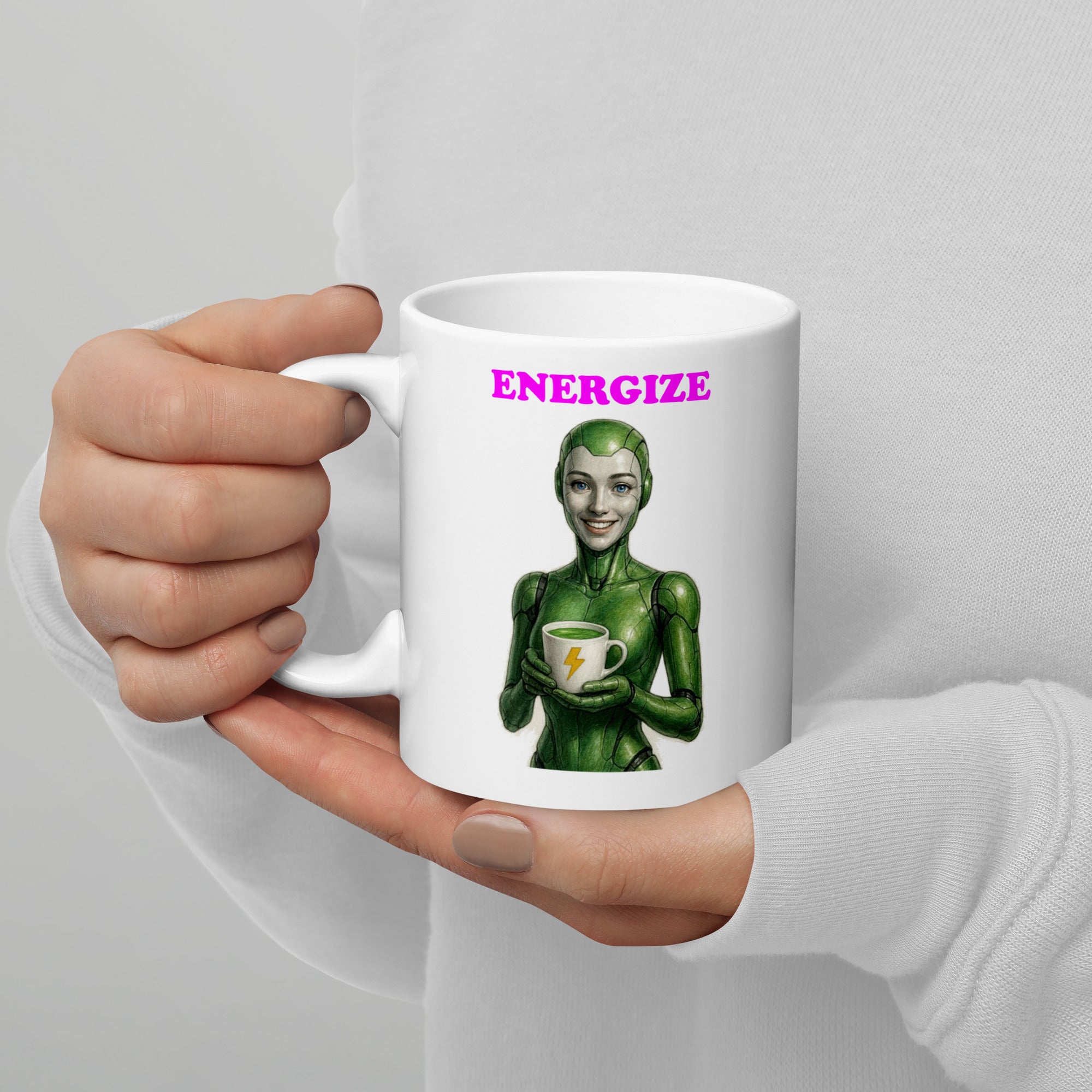 Green Android Woman Energize Mug