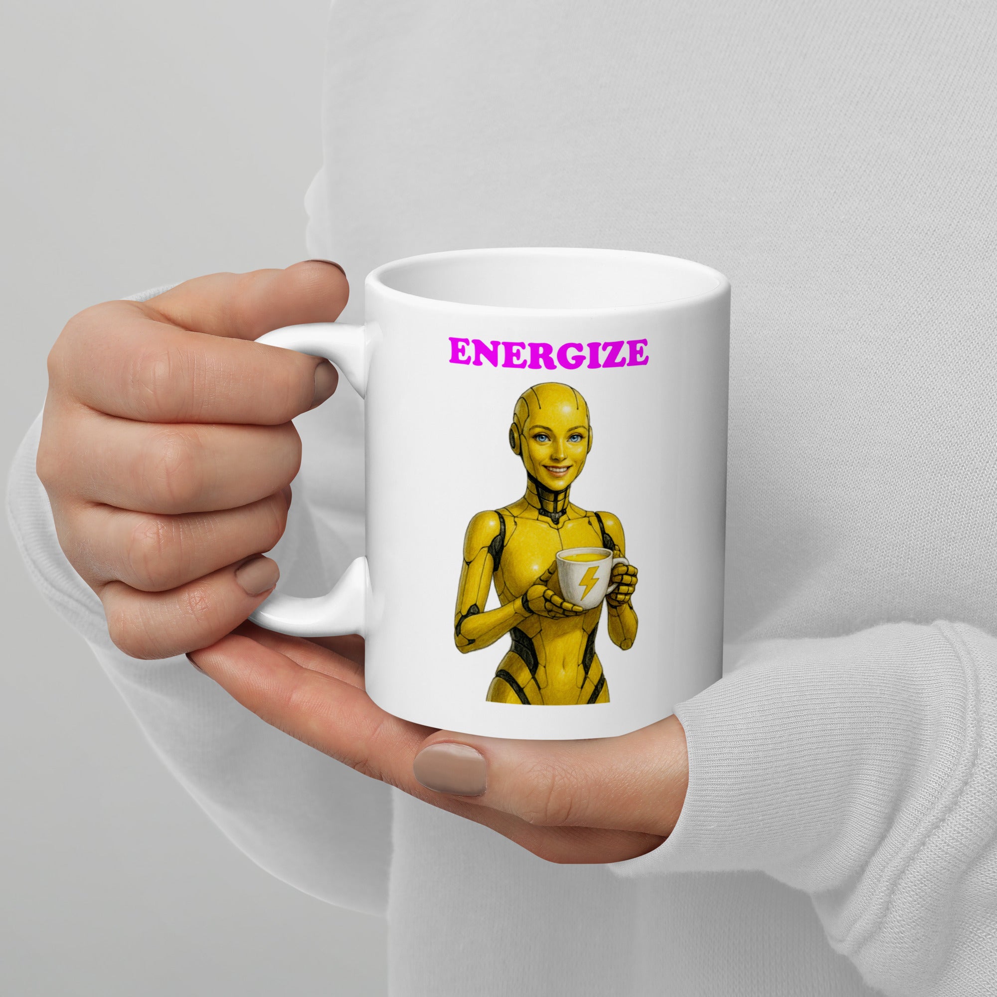 Yellow Android Woman Energize Mug