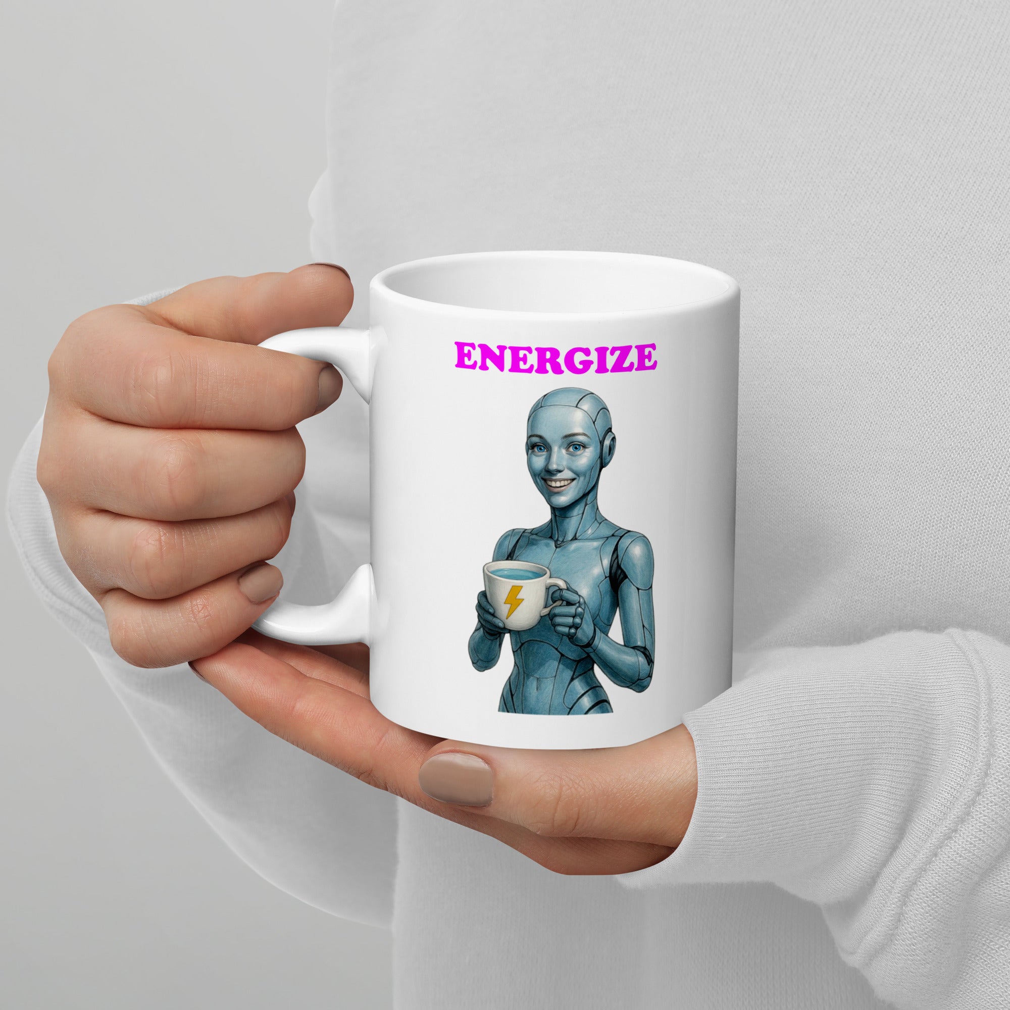 Blue Android Woman Energize Mug