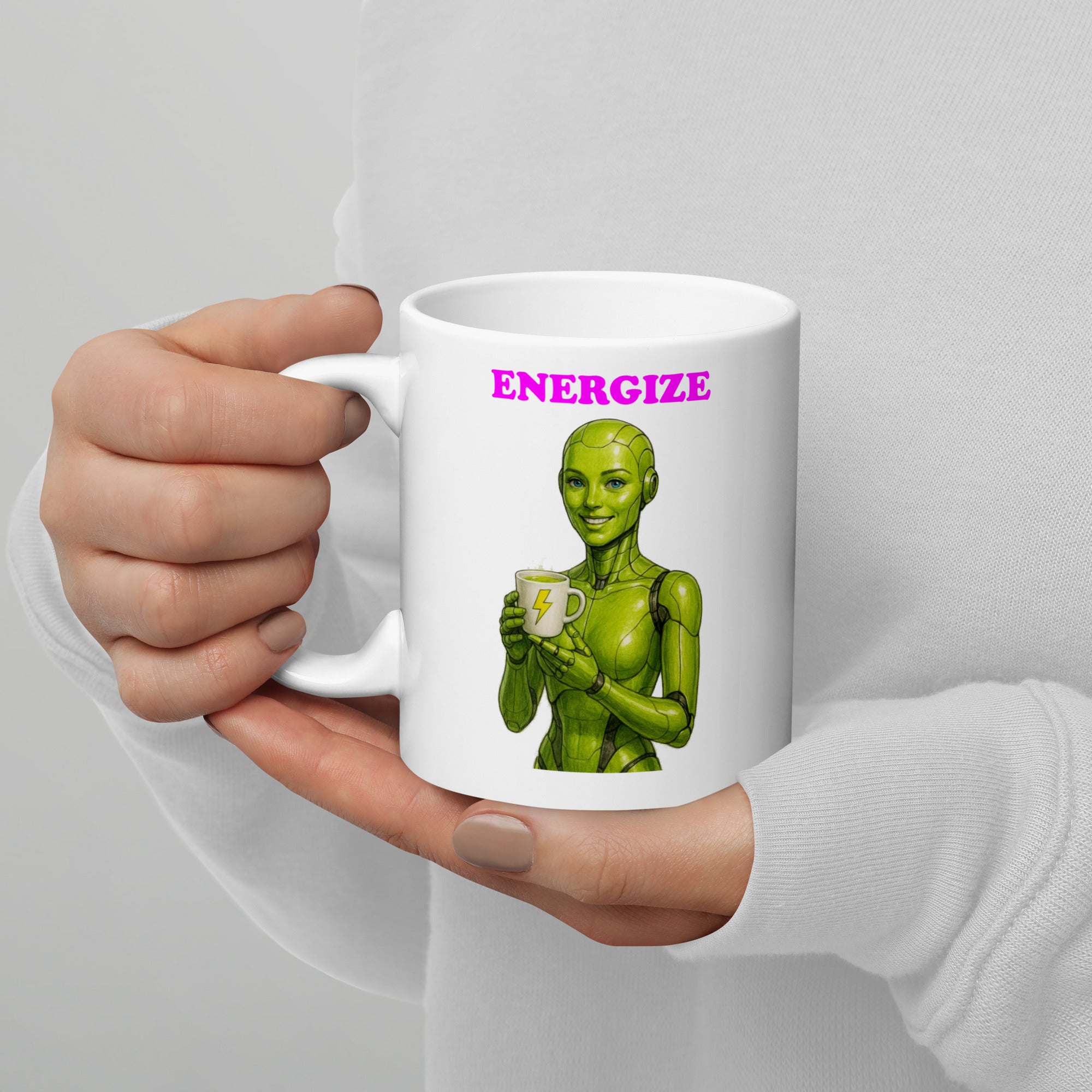 Green Android Woman Energize Mug