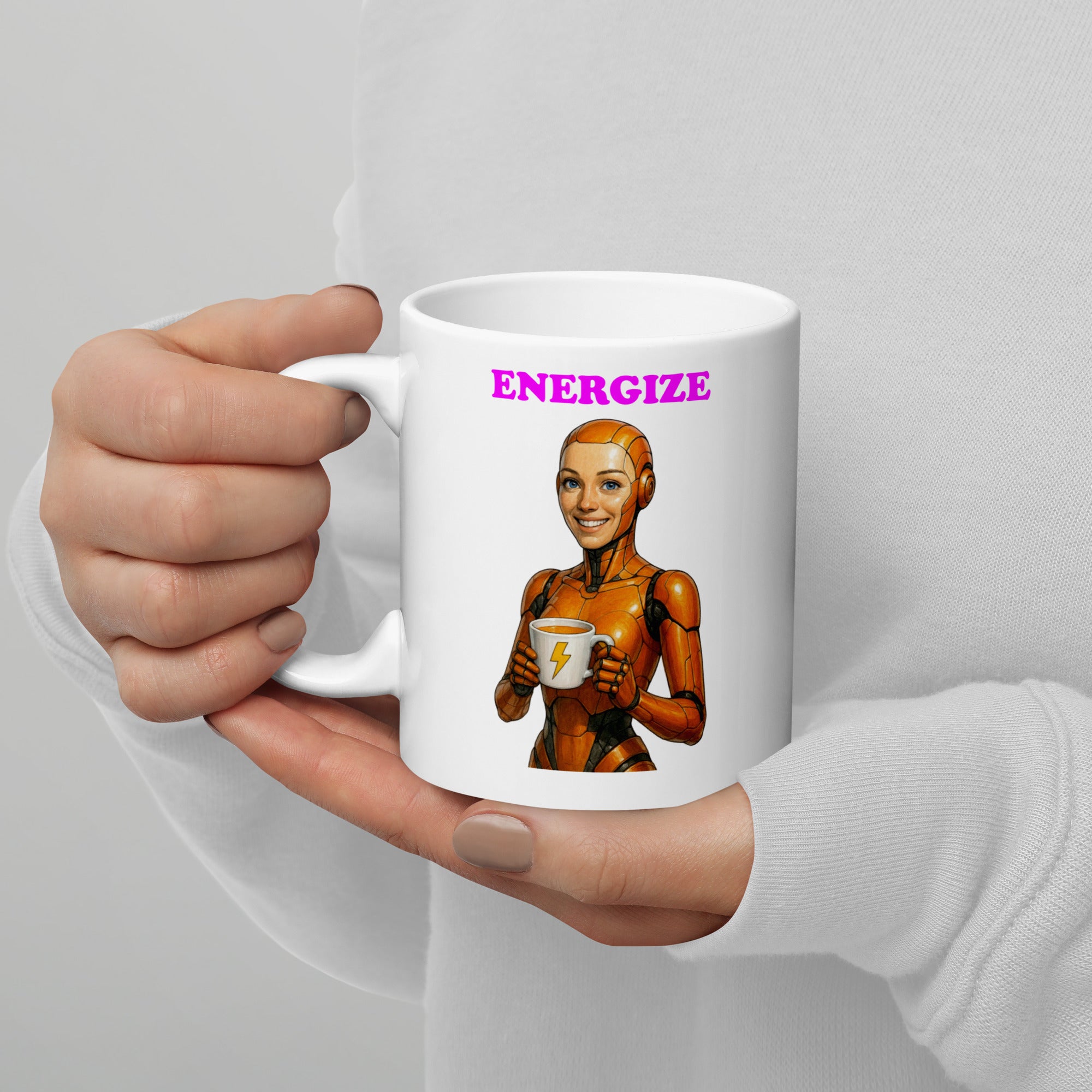 Orange Android Woman Energize Mug