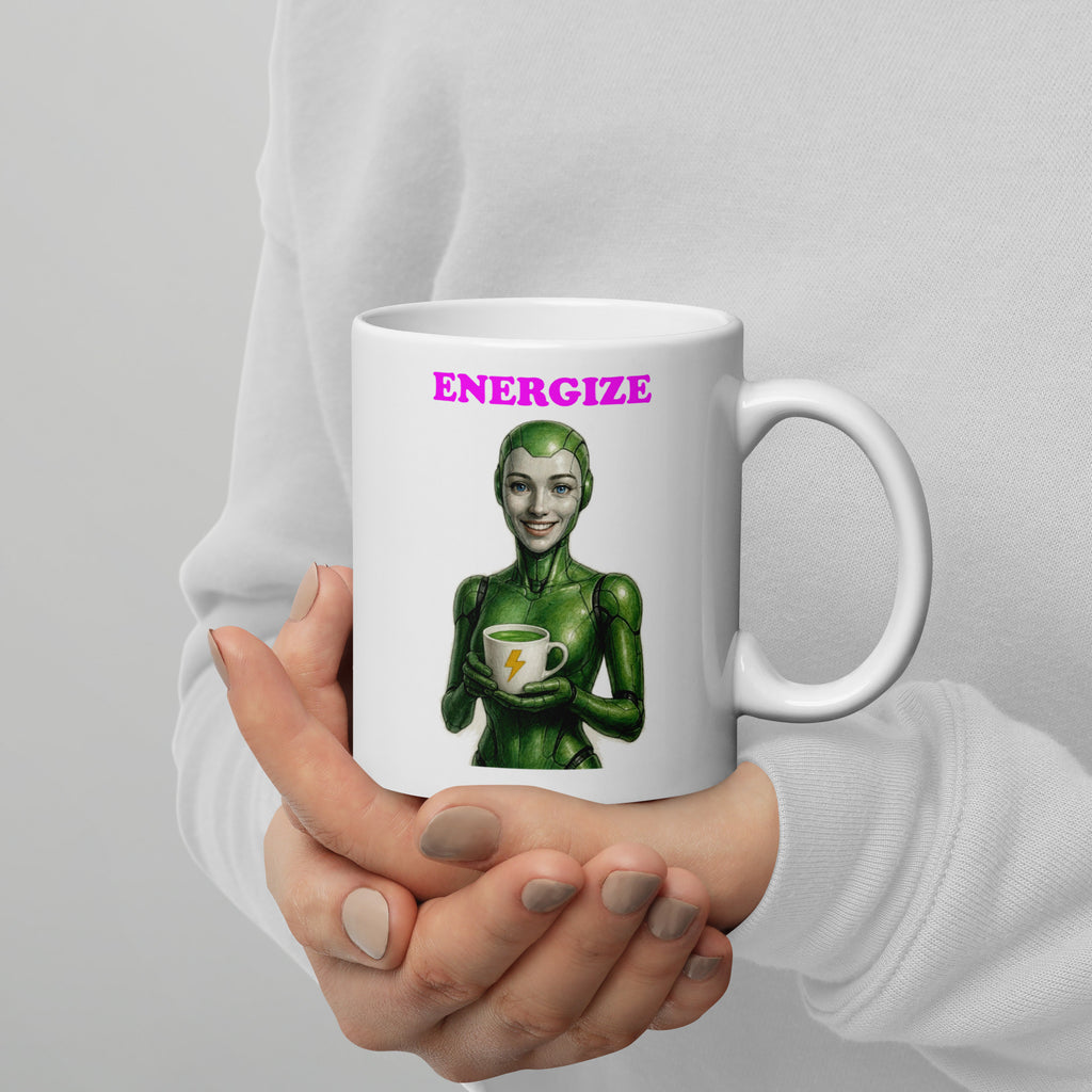 Green Android Woman Energize Mug