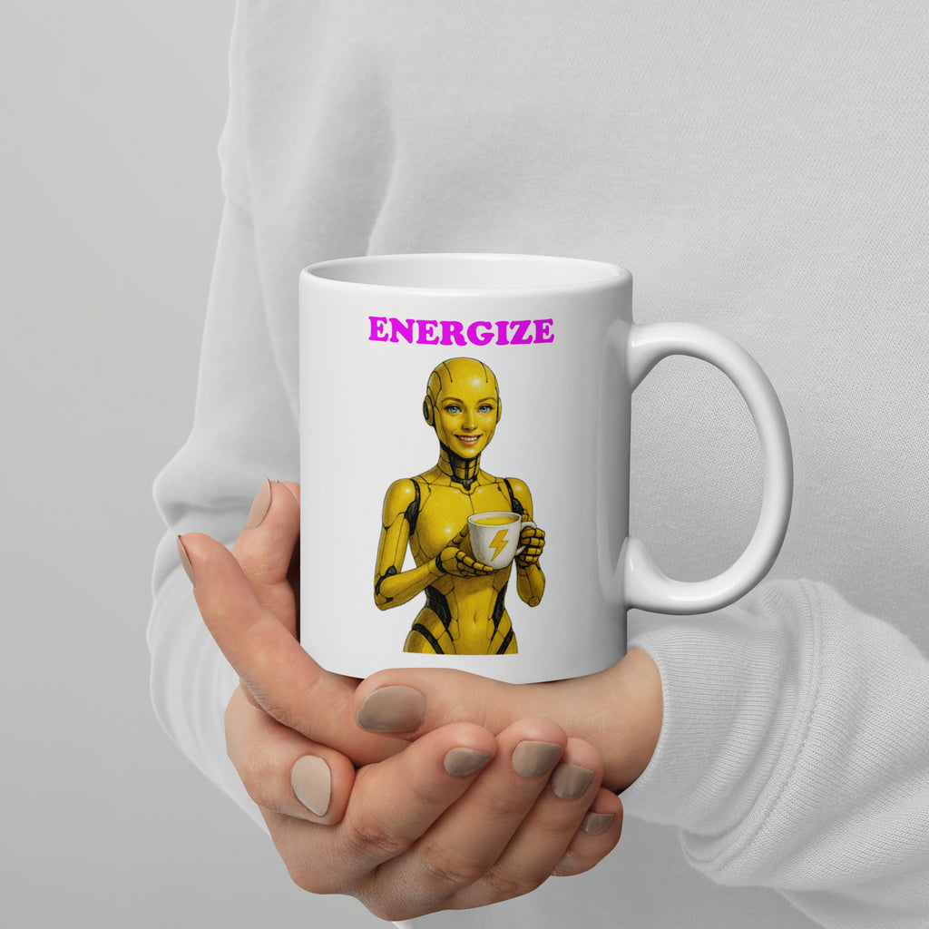 Yellow Android Woman Energize Mug
