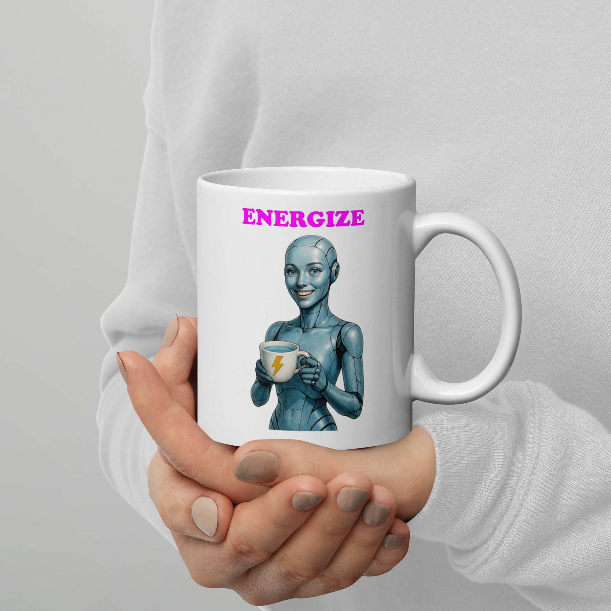 Blue Android Woman Energize Mug