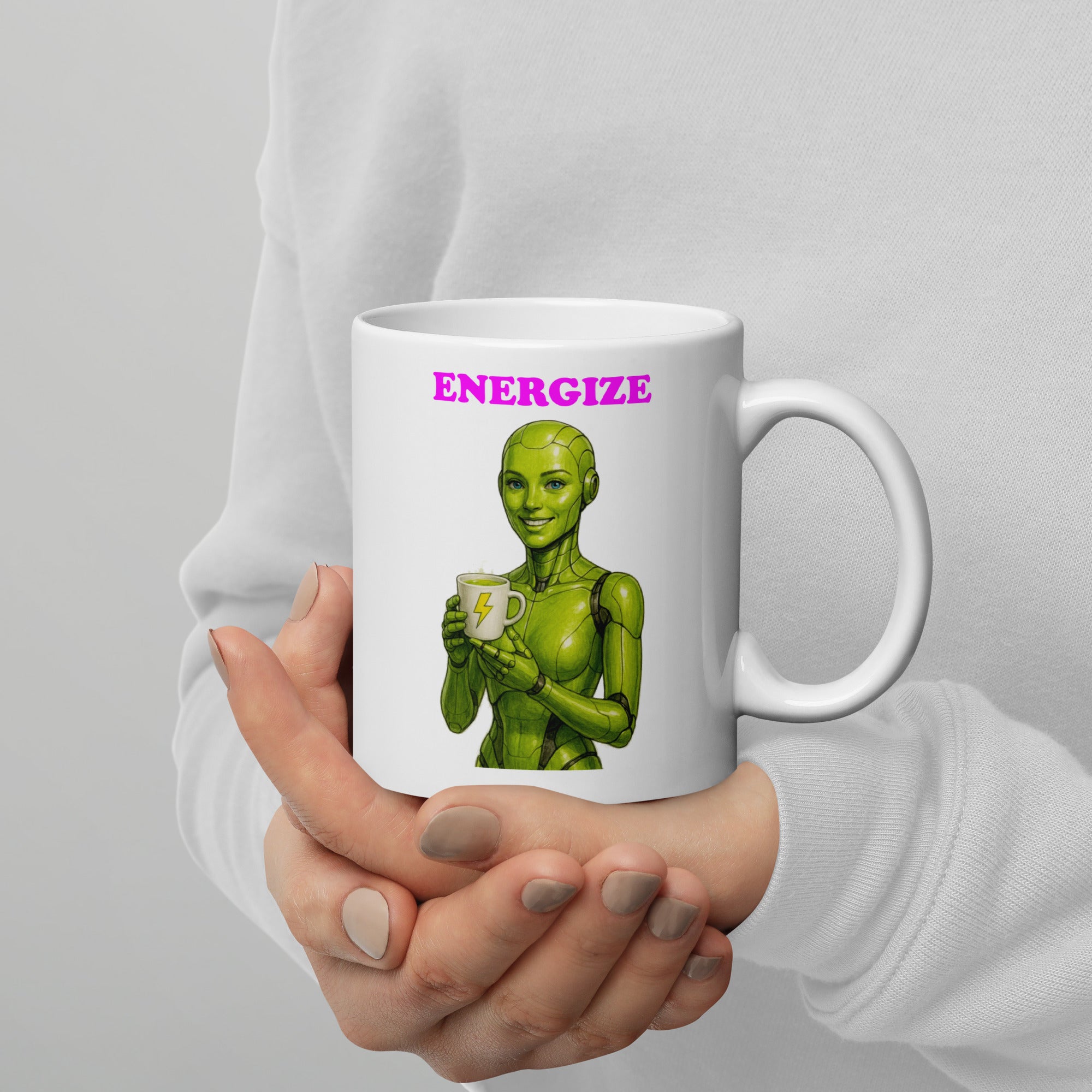 Green Android Woman Energize Mug
