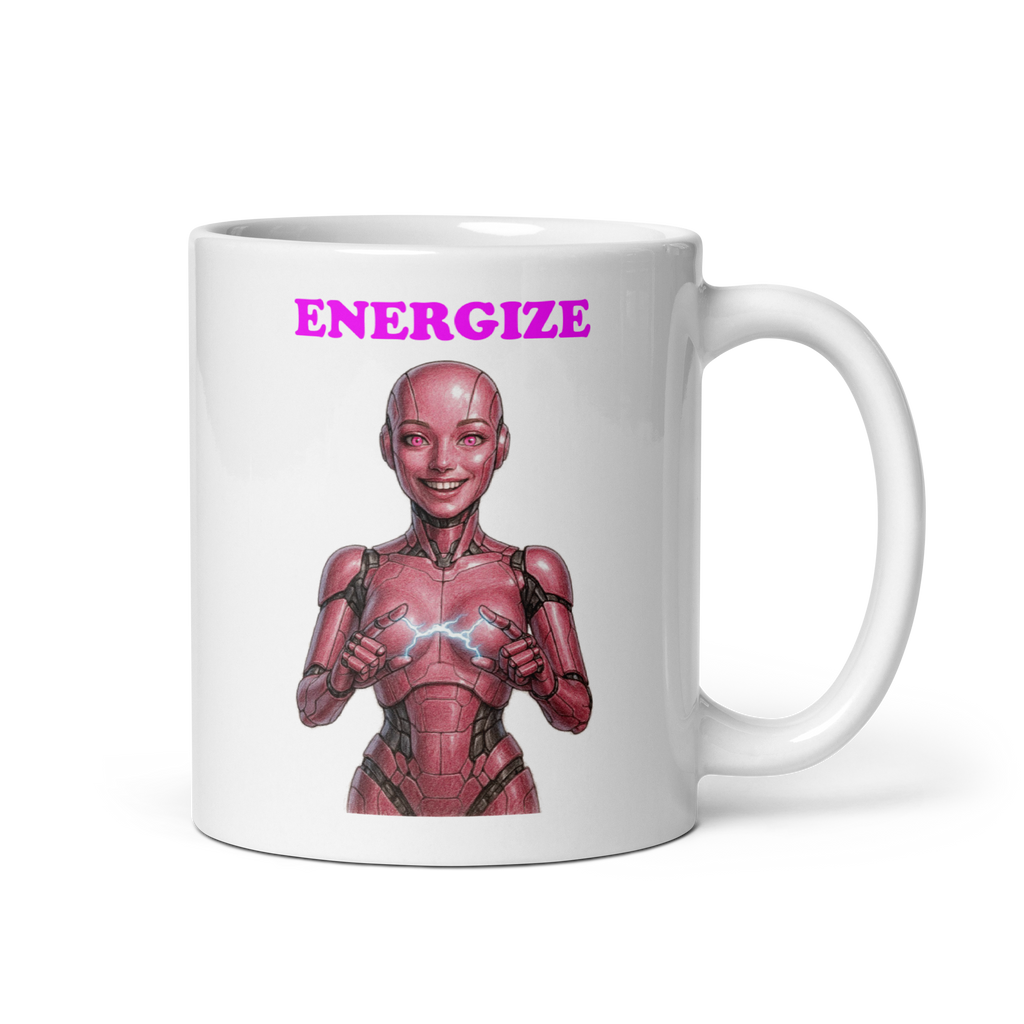 Android Woman Arcing Mug-Pink
