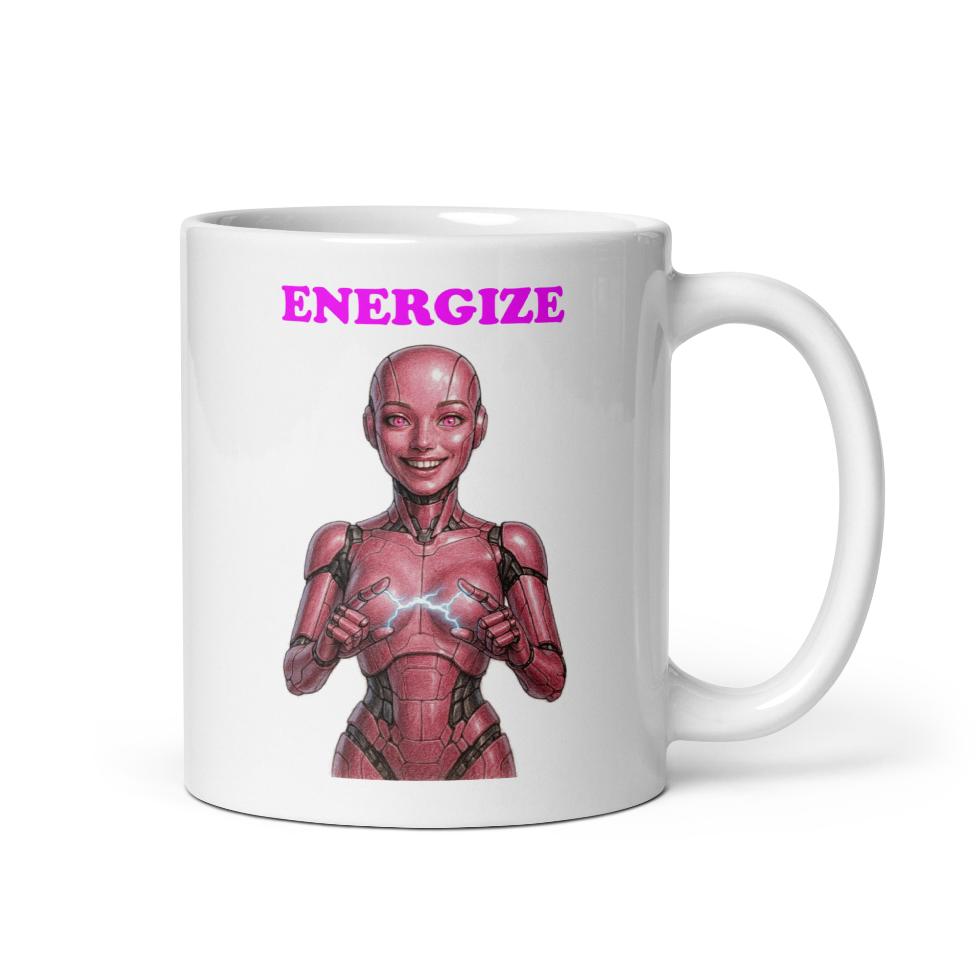 Android Woman Arcing Mug-Pink