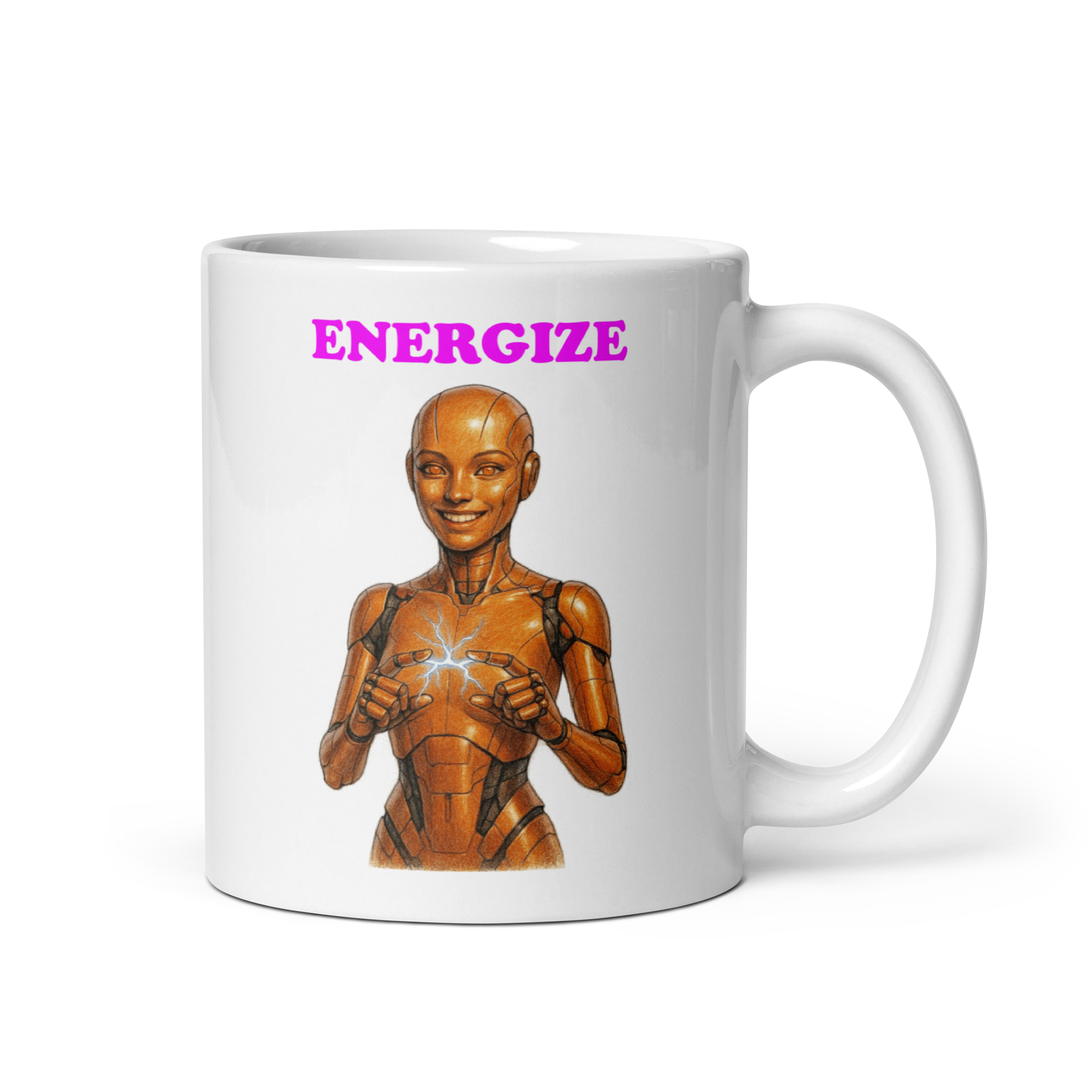 Android Woman Arcing Mug-Orange