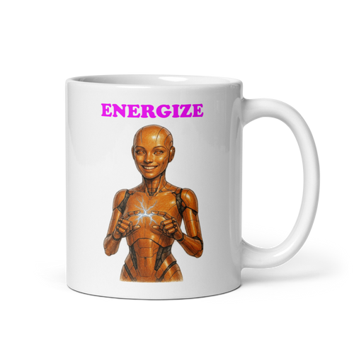 Android Woman Arcing Mug-Orange