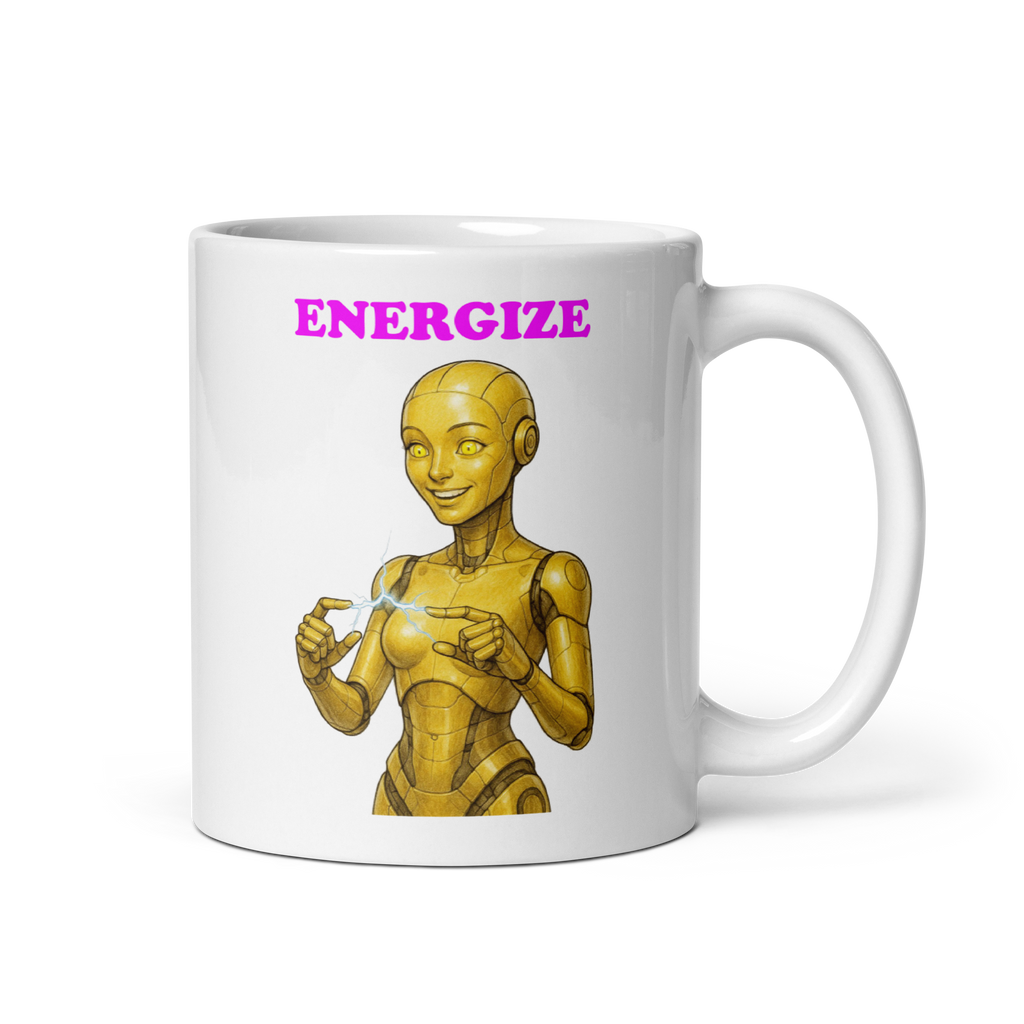Android Woman Arcing Mug-Yellow