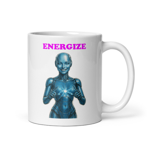 Android Woman Arcing Mug-Blue
