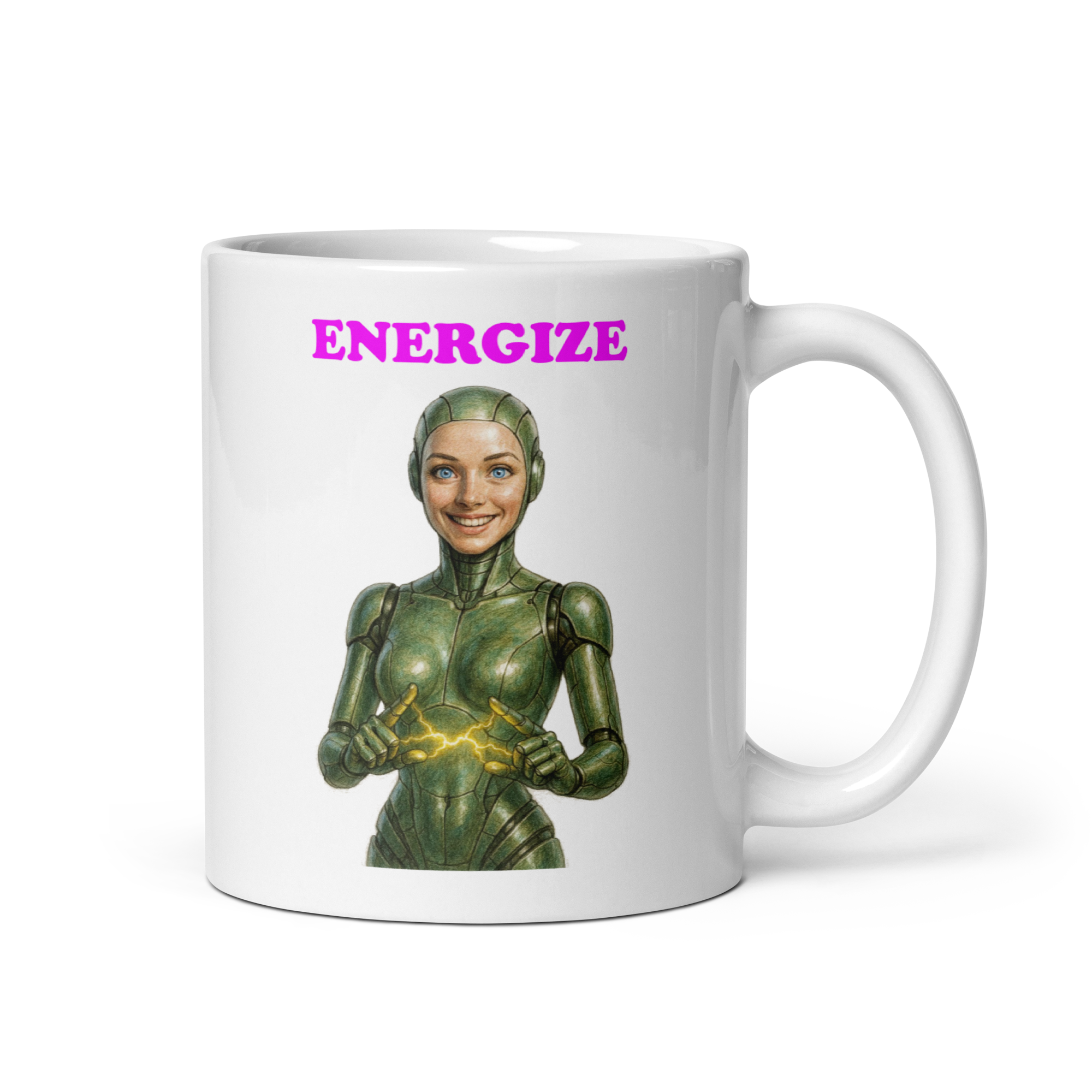 Android Woman Arcing Mug-Green