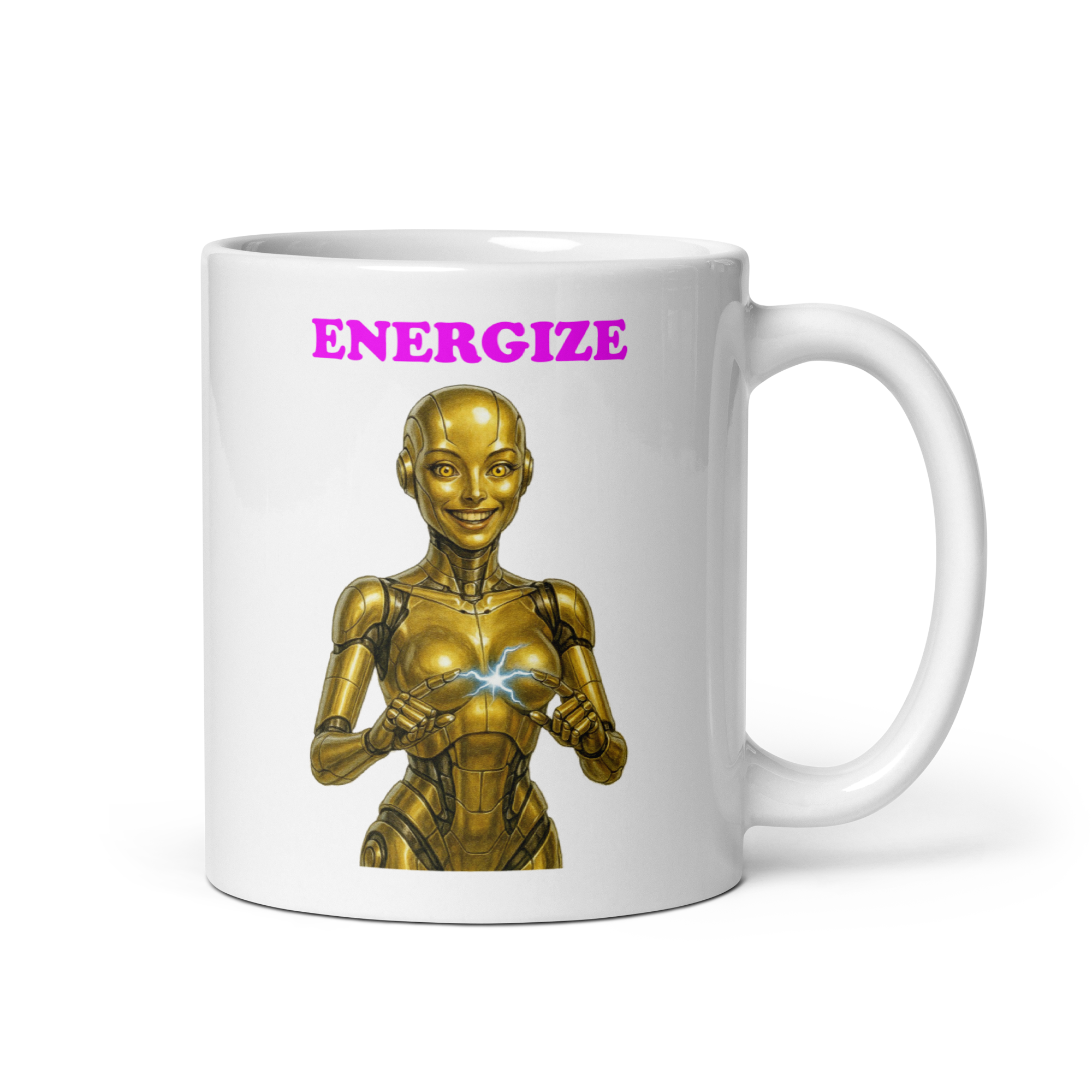 Android Woman Arcing Mug-Gold