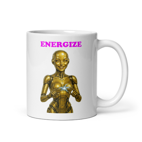 Android Woman Arcing Mug-Gold