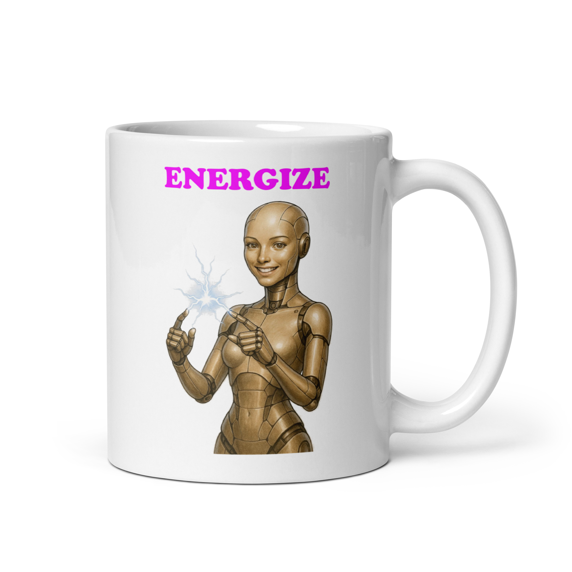 Android Woman Arcing Mug-Beige