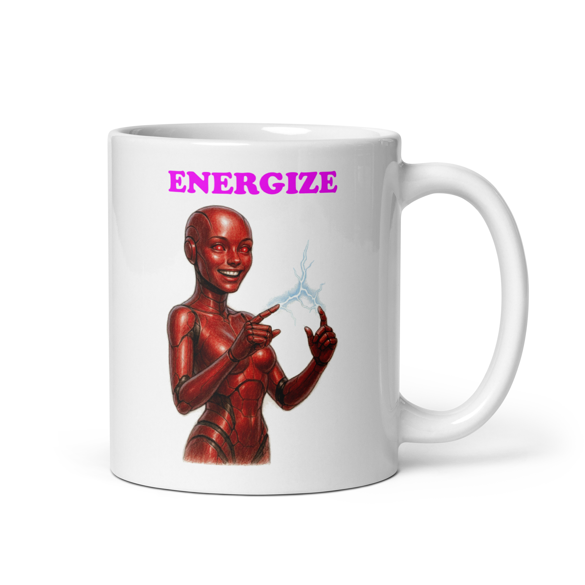 Android Woman Arcing Mug-Crimson