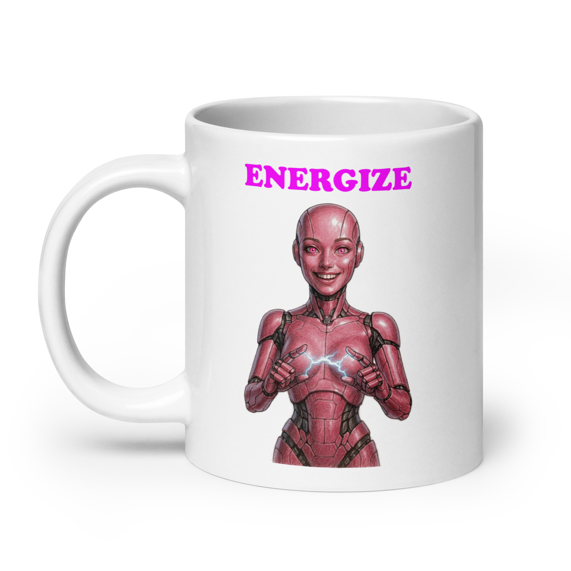 Android Woman Arcing Mug-Pink