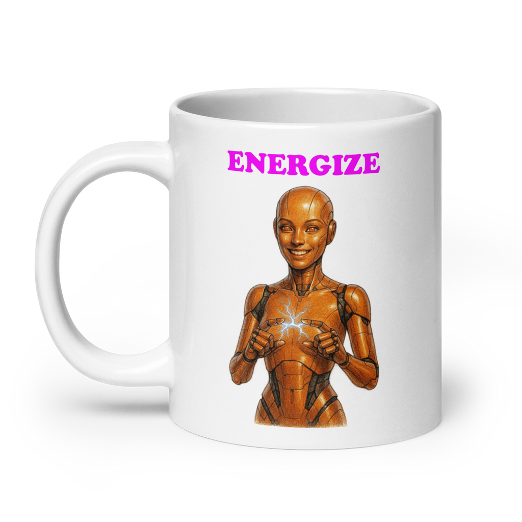 Android Woman Arcing Mug-Orange