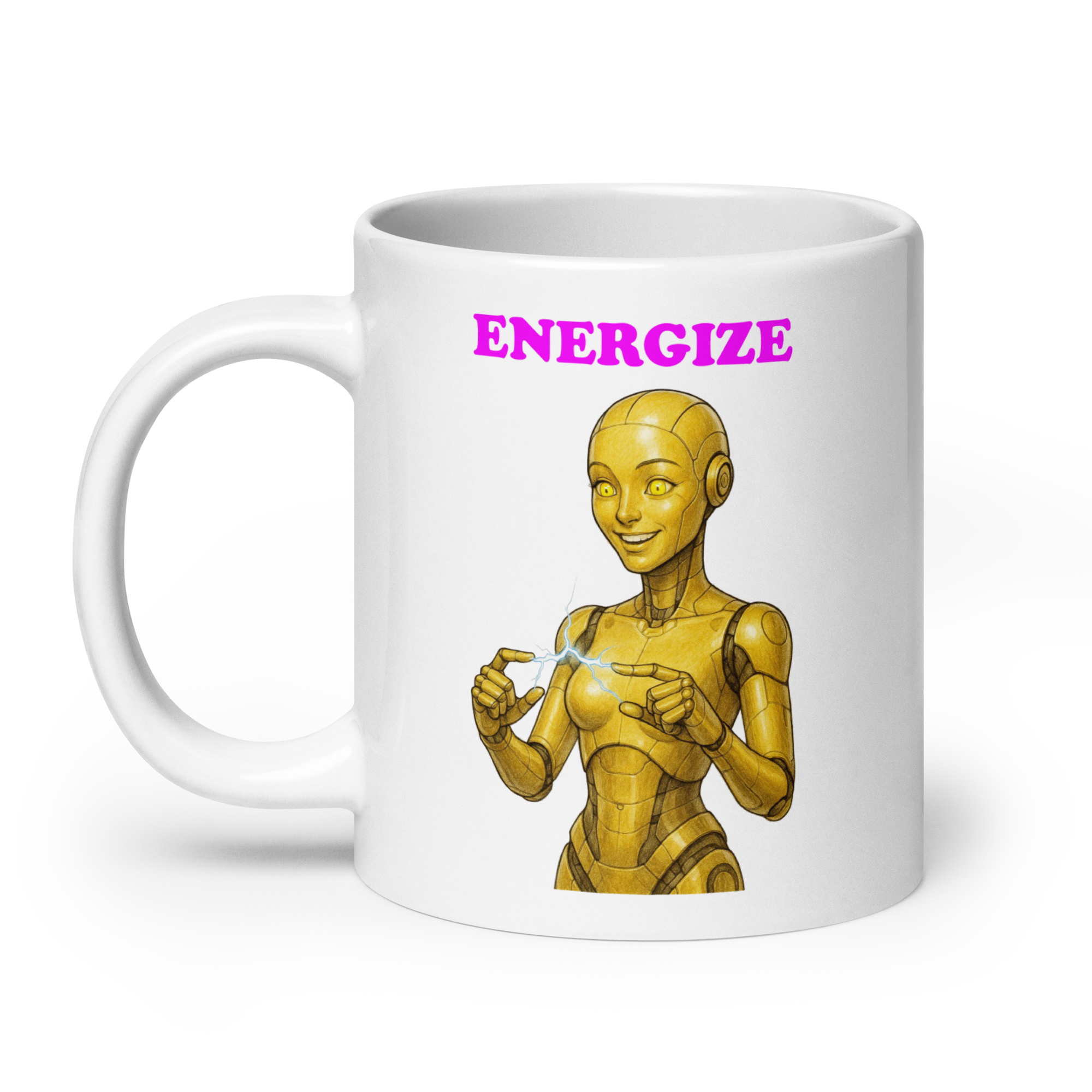 Android Woman Arcing Mug-Yellow