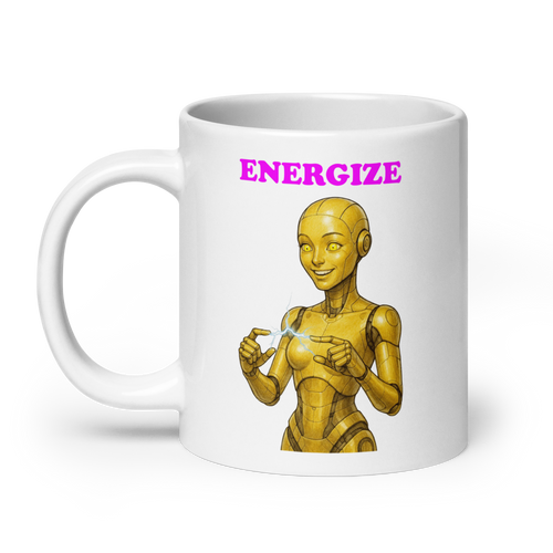 Android Woman Arcing Mug-Yellow