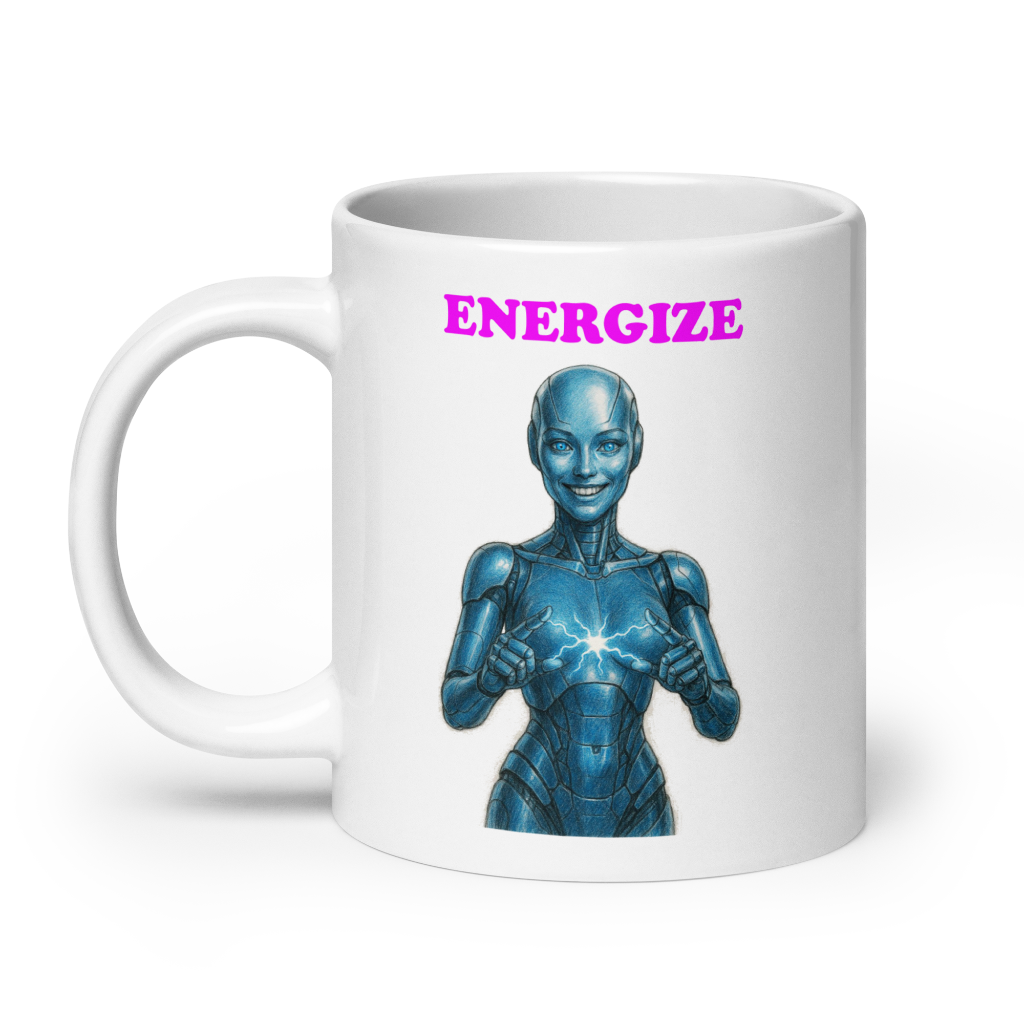 Android Woman Arcing Mug-Blue