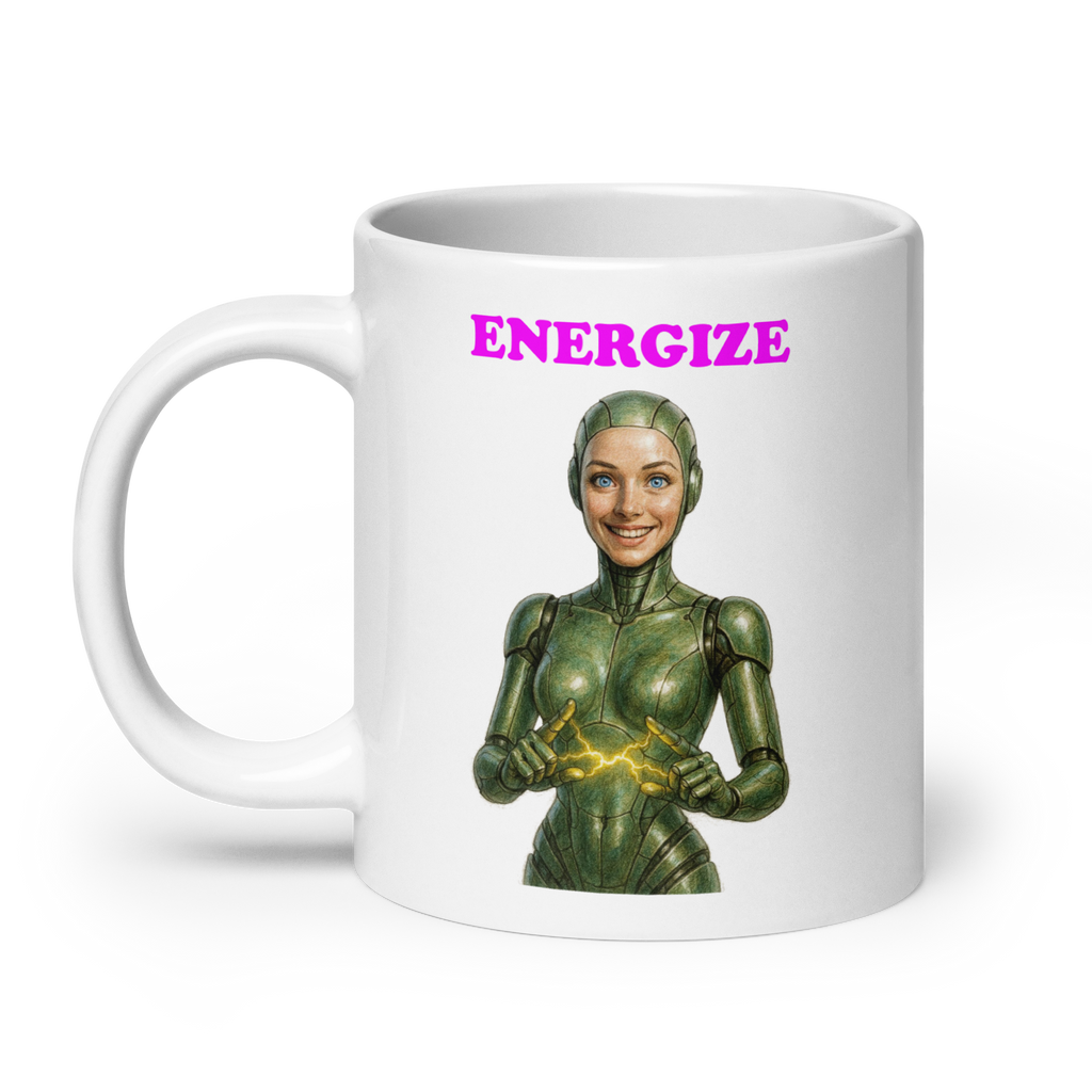 Android Woman Arcing Mug-Green