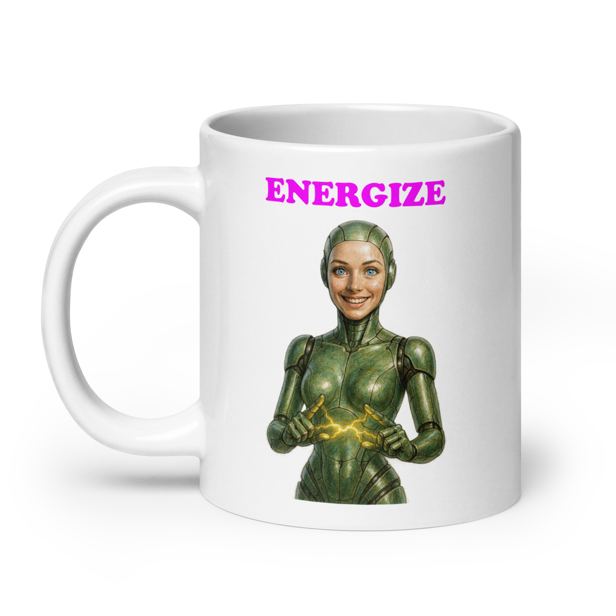Android Woman Arcing Mug-Green