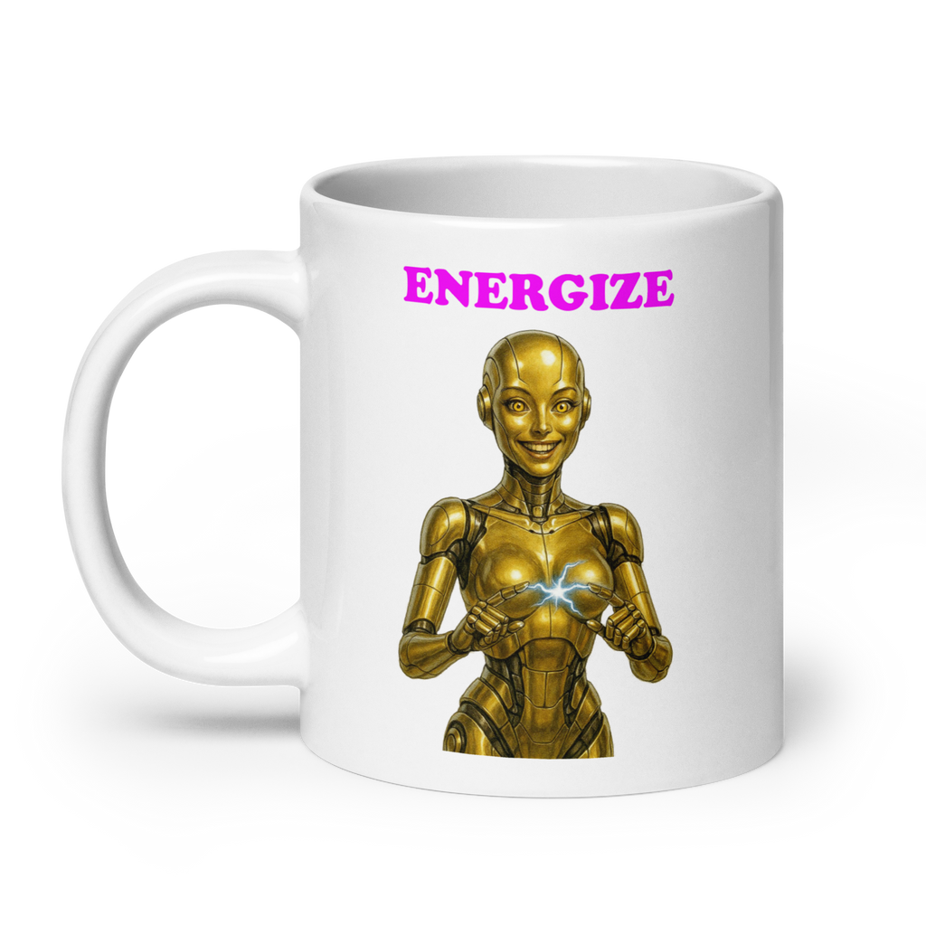 Android Woman Arcing Mug-Gold