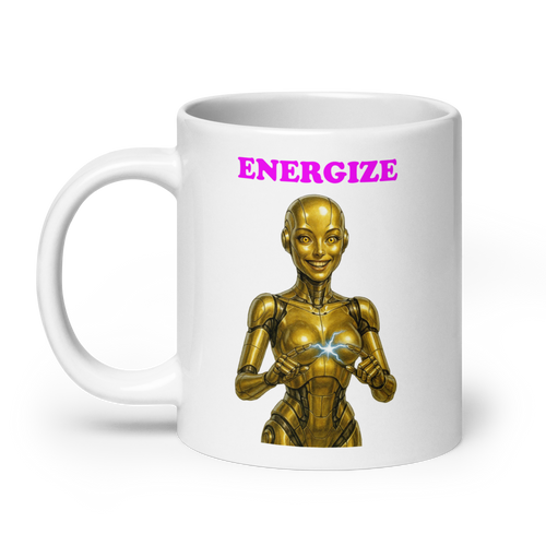 Android Woman Arcing Mug-Gold