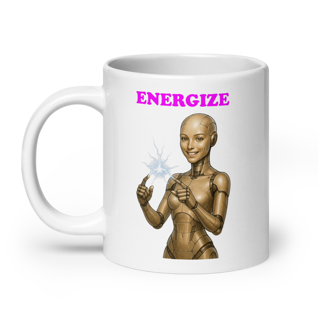 Android Woman Arcing Mug-Beige