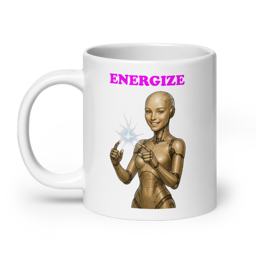 Android Woman Arcing Mug-Beige