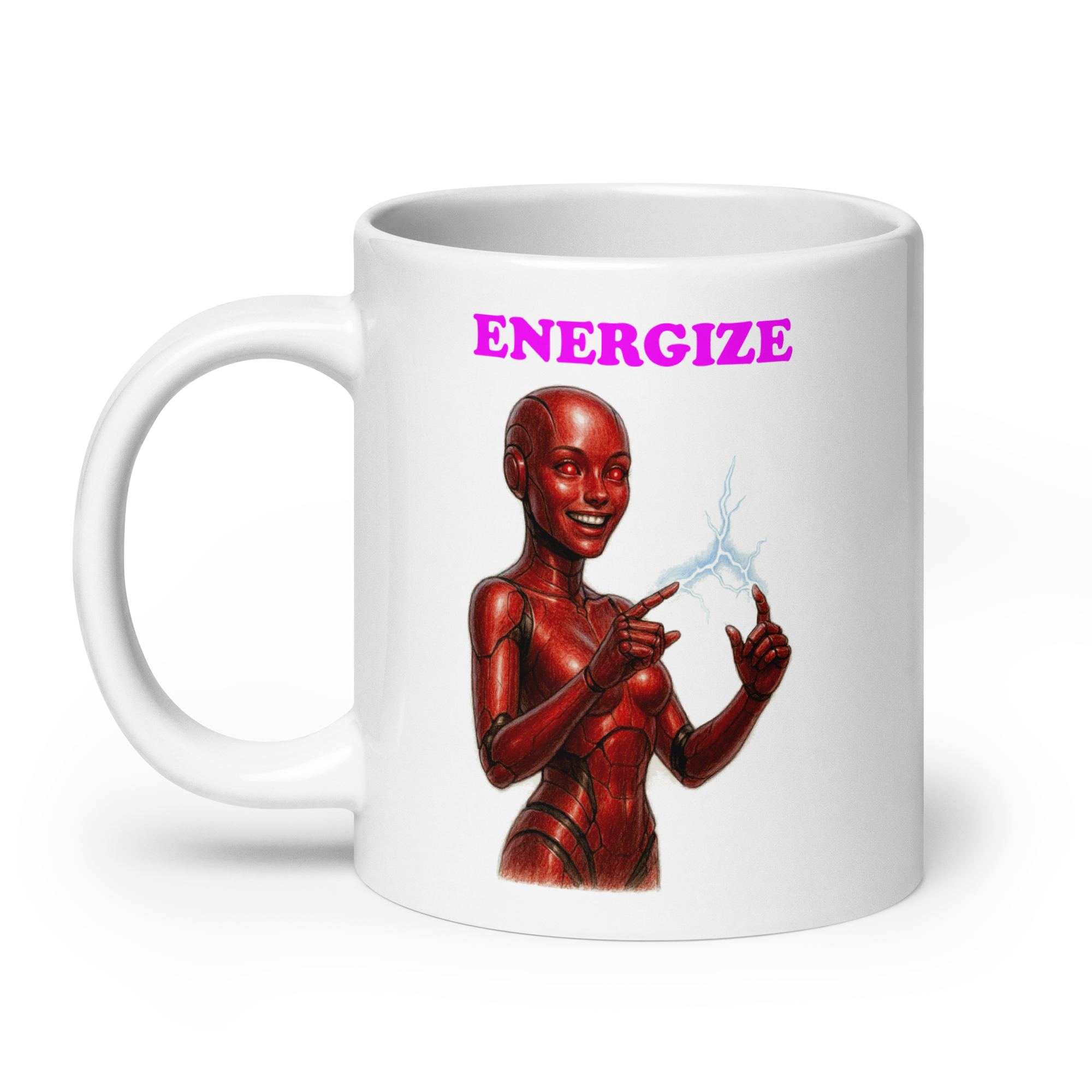 Android Woman Arcing Mug-Crimson