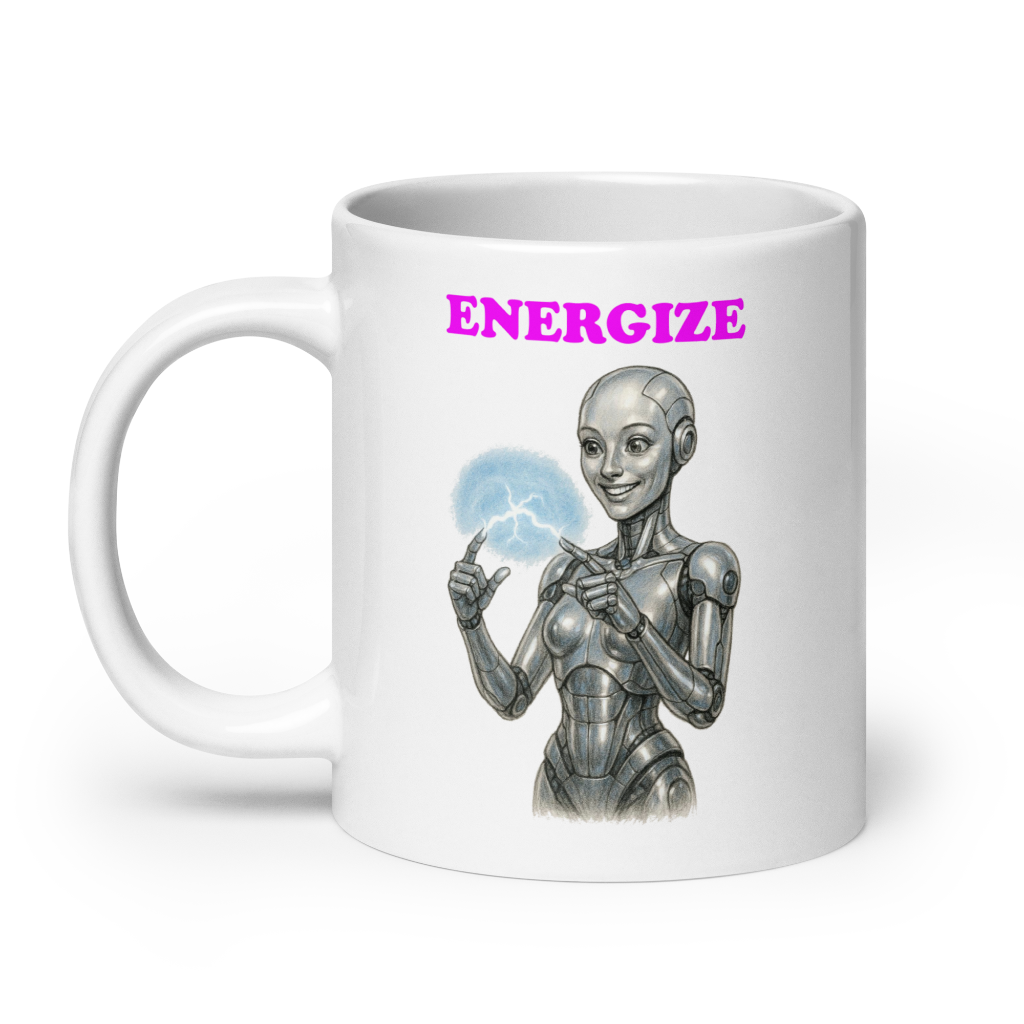 Android Woman Arcing Mug-Platinum
